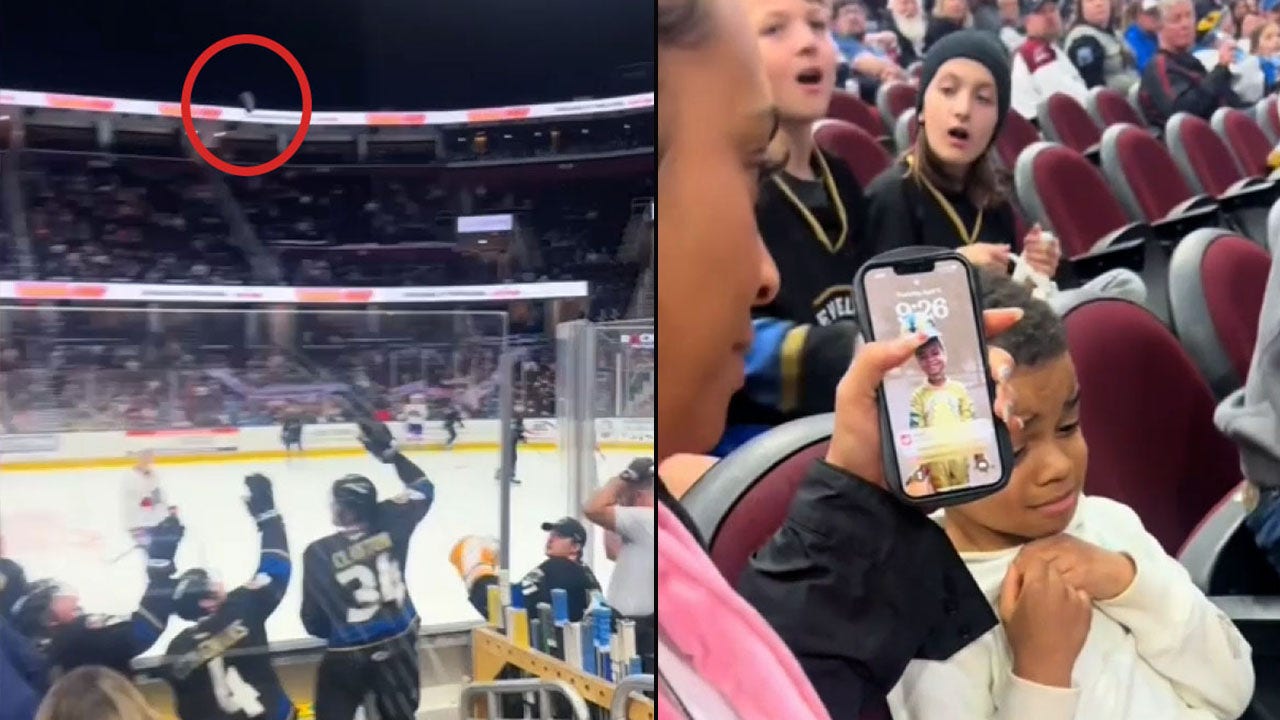 Quick-thinking man saves boy from flying hockey puck Quick-thinking man saves boy from flying hockey puck