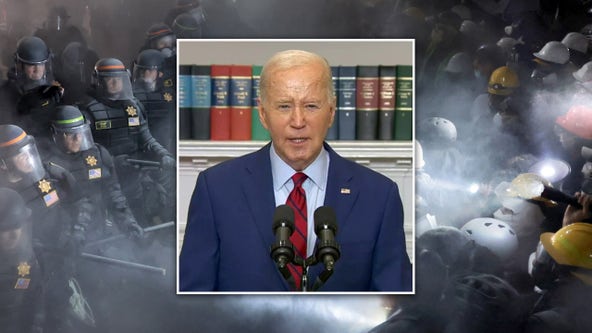 University protests must remain peaceful, Biden says