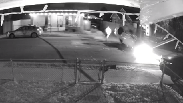 Crash footage shows car flipped upside down in Phoenix neighborhood, suspect at-large