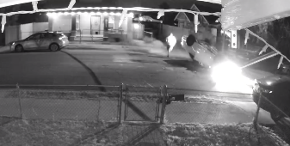 Crash footage shows car flipped upside down in Phoenix neighborhood, suspect at-large