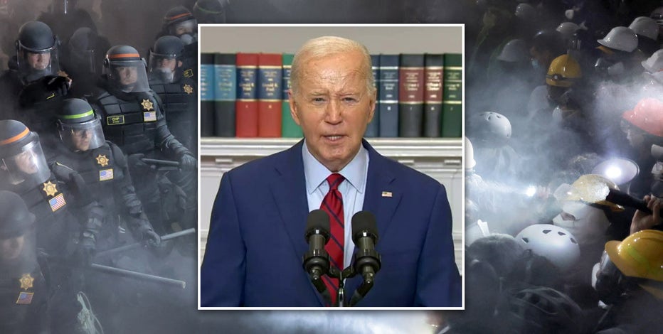 University protests must remain peaceful, Biden says