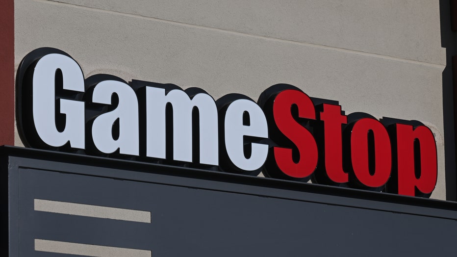 Logo of GameStop (Photo by Artur Widak/NurPhoto via Getty Images)