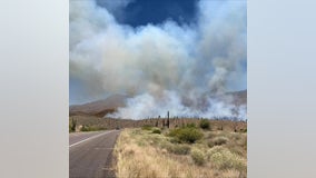 Spring Fire burning near Sunflower