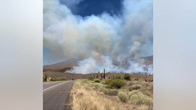 Spring Fire burning near Sunflower