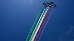 Italian Air Force precision team flies over Grand Canyon, Vegas Strip