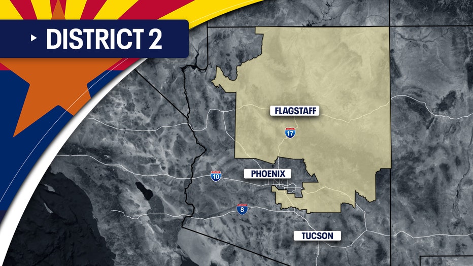 A map showing Arizona's 2nd Congressional District