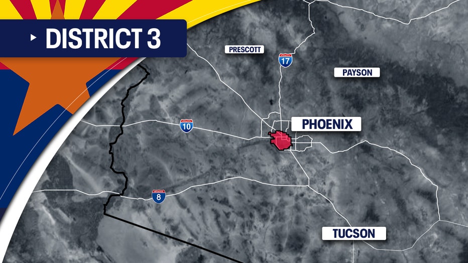 A map showing Arizona's 3rd Congressional District