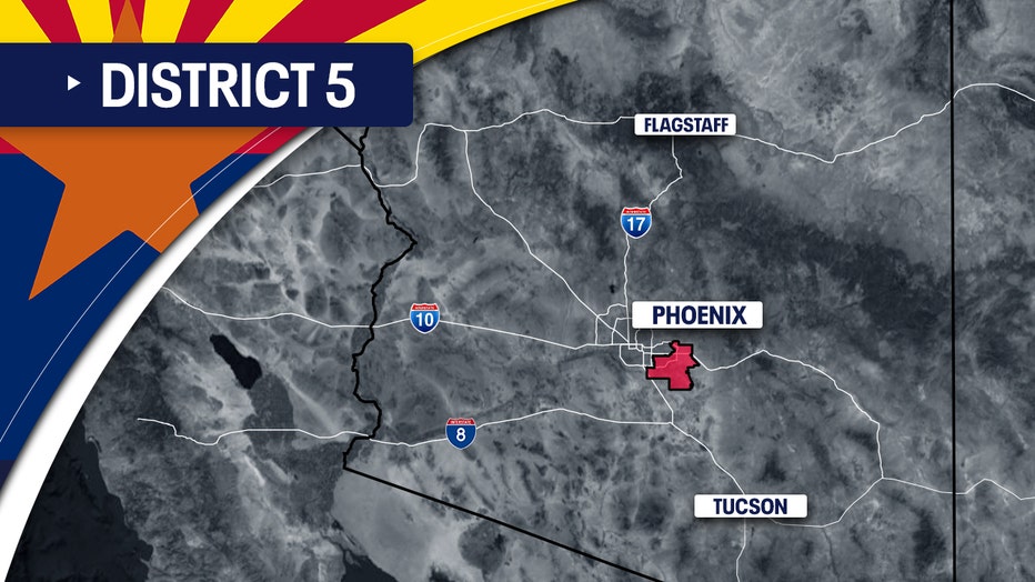 A map showing Arizona's 5th Congressional District