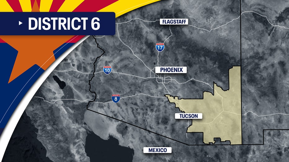 A map showing Arizona's 6th Congressional District