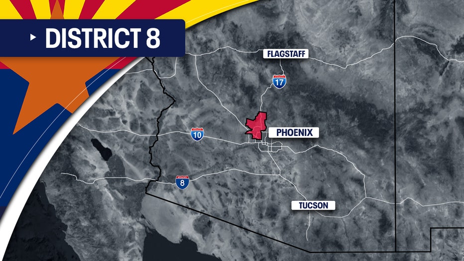 A map showing Arizona's 8th Congressional District