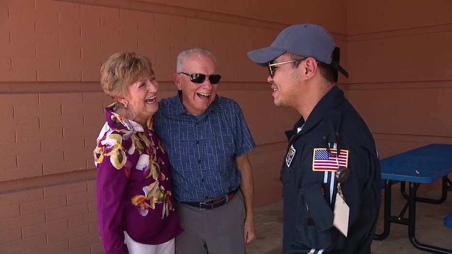 Doug (center) and Barb (left) Overfield