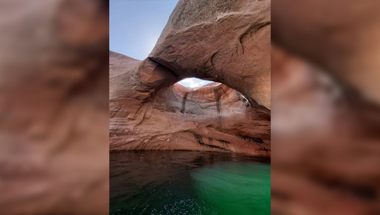 The Double Arch in Glen Canyon National Recreation Area, in a photo taken before the collapse. (Courtesy: National Park Service)