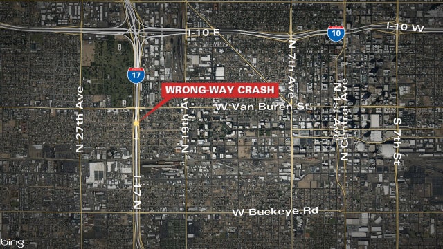 Wrong-way crash in Phoenix on I-17 injures two people; DUI might be to blame