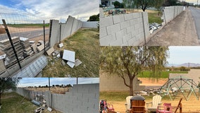 Moving truck crash destroys backyard wall in Gilbert, driver on the loose