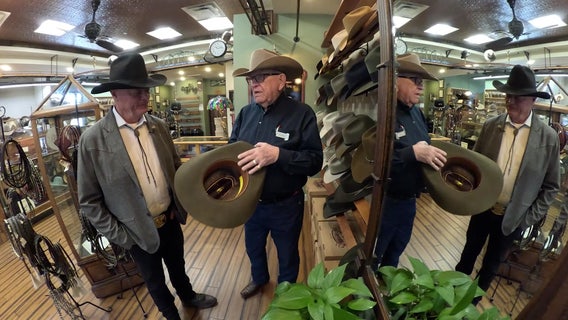 Maricopa County Sheriff Jerry Sheridan gets fitted for custom cowboy hat