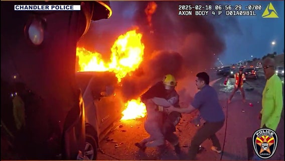 Officer recounts dramatic rescue of woman from fiery U.S. 60 crash