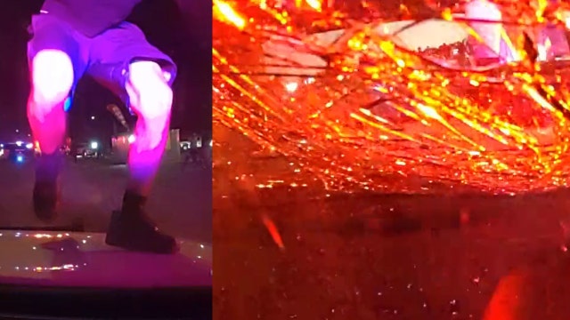 Glendale Police cruiser's windshield smashed during immigration protest