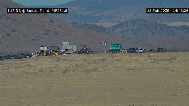 Interstate 17 northbound reopens after closure near Sunset Point for a crash