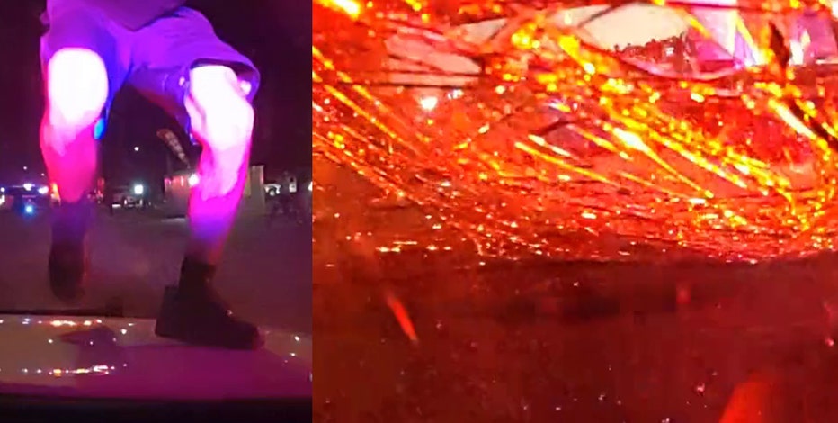 Glendale Police cruiser's windshield smashed during immigration protest