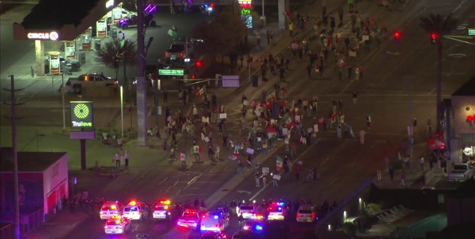 Immigration protests in Phoenix take over streets near downtown