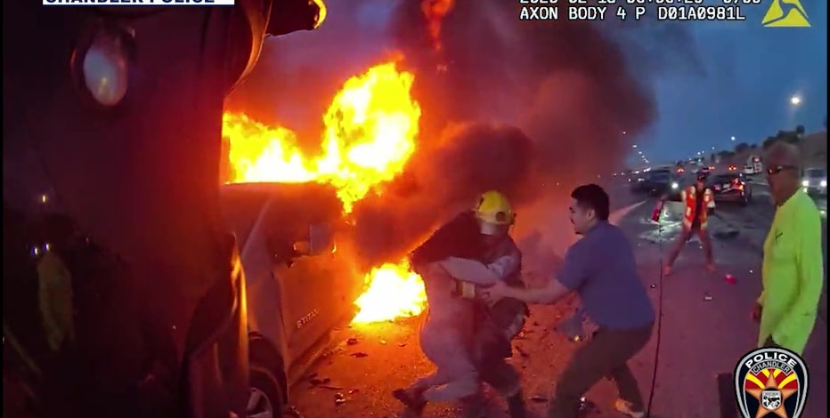 60号油彩【Explosion of the frustration溜飲嘔吐】 Officer recounts dramatic rescue of woman from fiery U.S. 60 crash