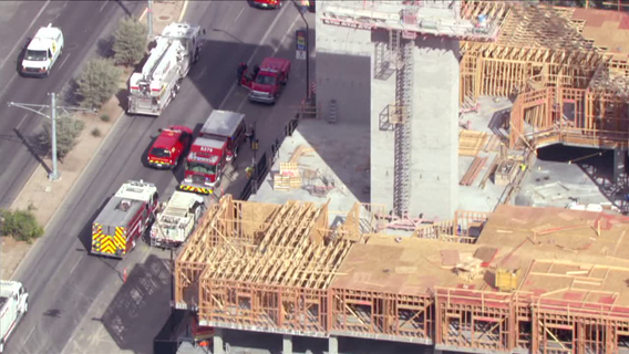 Tempe construction worker rescued after being struck by a wall