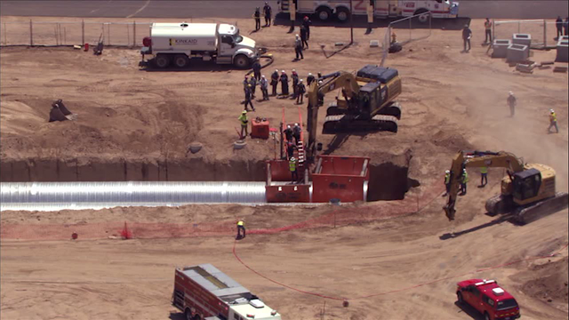 North Phoenix construction worker becomes trapped in deep trench