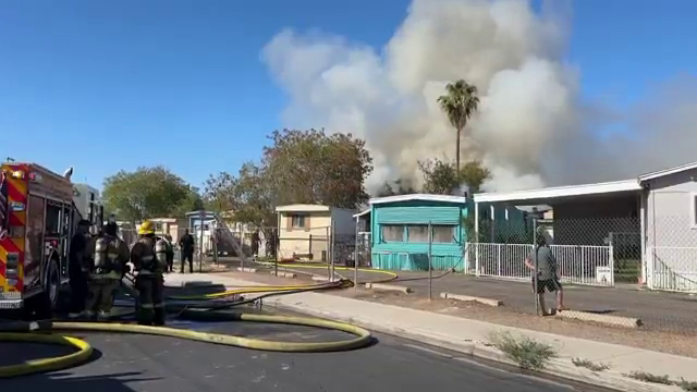 Phoenix mobile home park fire displaces more than 30 people