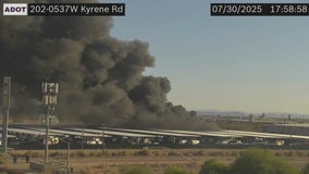Massive fire burns at RV storage facility in the Gila River Indian Community