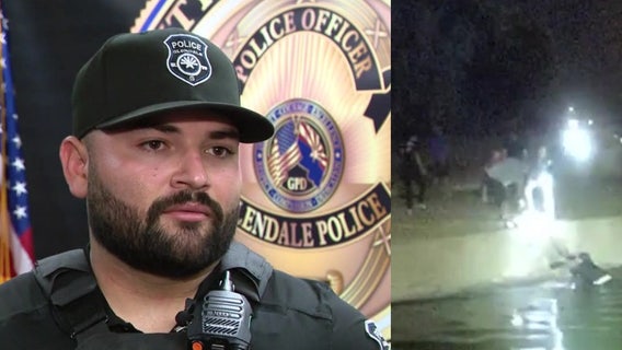 Arizona officer jumps in canal to save dog
