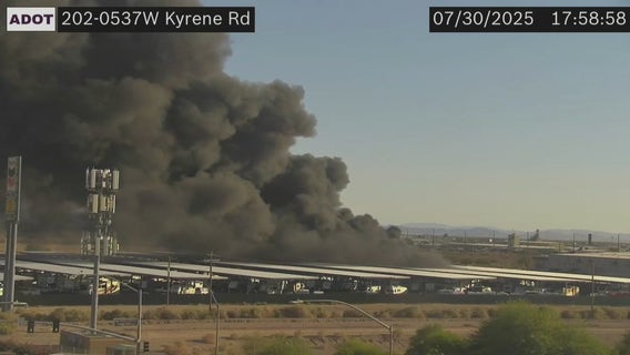 Massive fire burns at RV storage facility in the Gila River Indian Community