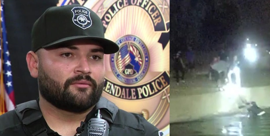 Arizona officer jumps in canal to save dog
