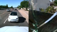 Dump truck dashcam captures Tesla driving wrong way in Scottsdale collision