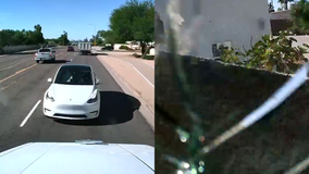 Dump truck dashcam captures Tesla driving wrong way in Scottsdale collision
