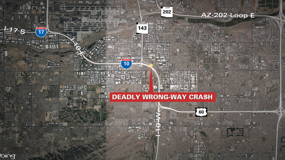 One dead, one seriously injured in wrong-way crash on SR 143 in Tempe