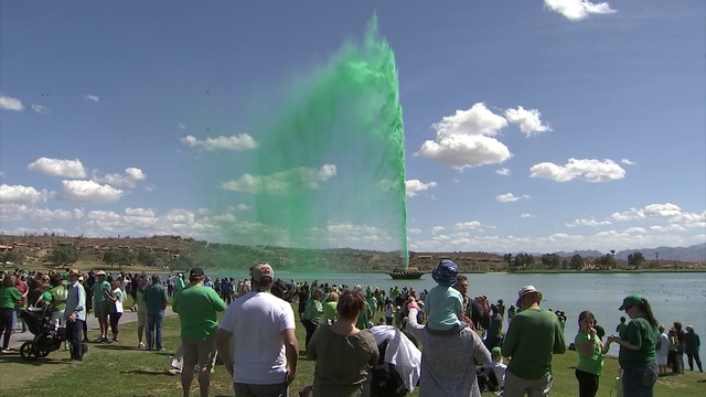 Fountain Hills transforms tallest U.S. fountain into green spectacle for St. Patrick's Day