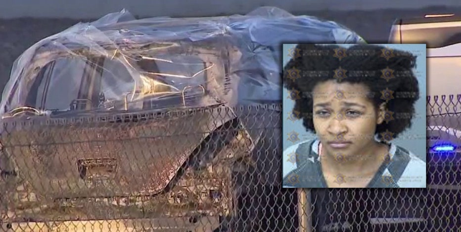 Body with gunshot wound found inside burned car on Loop 101, woman in custody: DPS