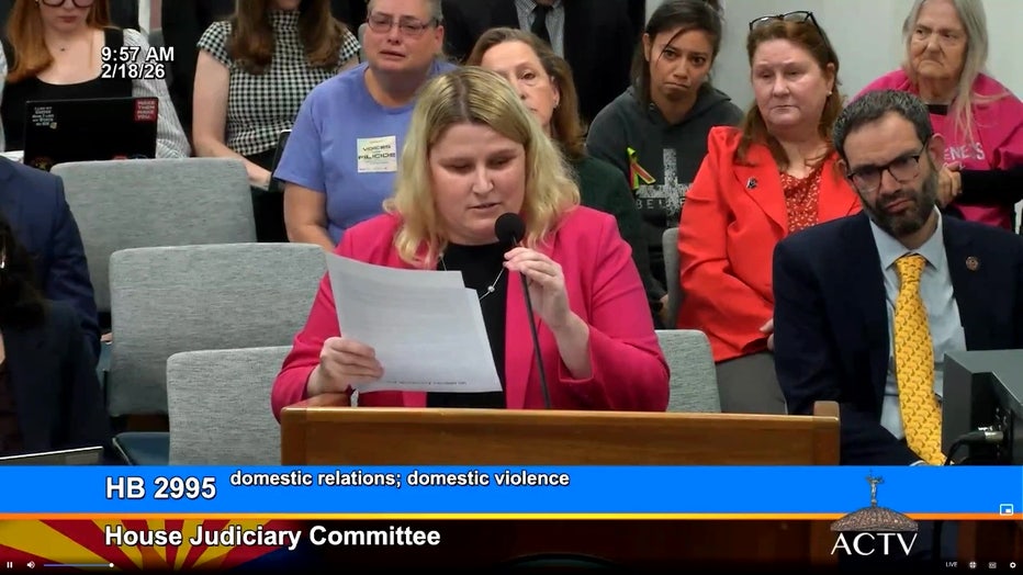 Hope Hooton speaking on HB 2995 at the Arizona State Capitol