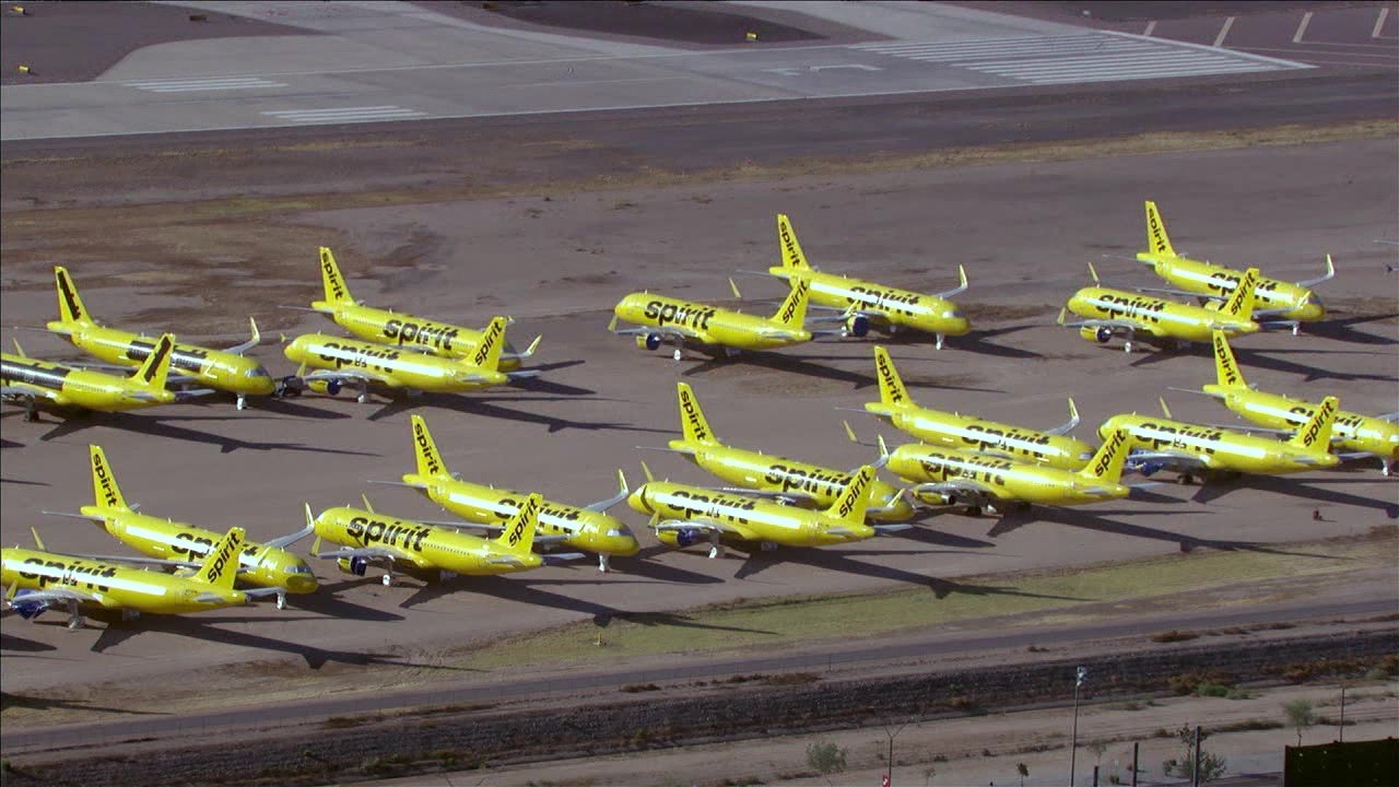 Spirit Airlines planes repossessed, stored at Arizona airports following company's collapse