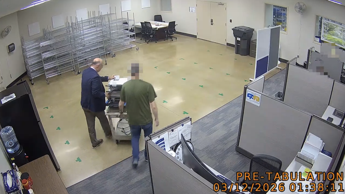 Video shows Maricopa County employee removing ballot scanner from 'secure' site