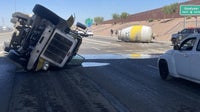 Cement truck crash spills material onto I-10