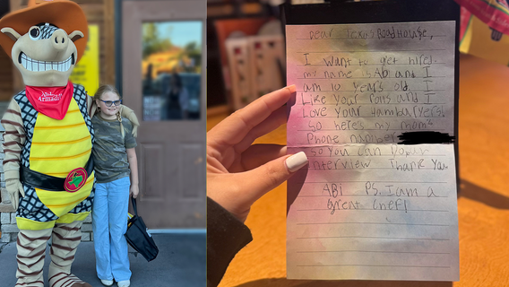 Texas Roadhouse responds to letter from 10-year-old Arizona girl asking for job
