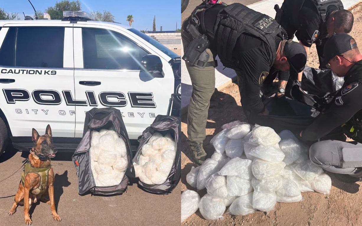Buckeye police dog sniffs out massive 210-pound meth bust on Interstate 10