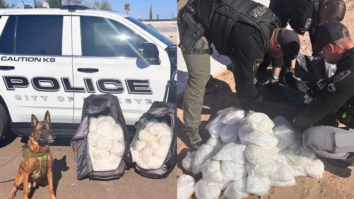 Buckeye police dog sniffs out massive 210-pound meth bust on Interstate 10