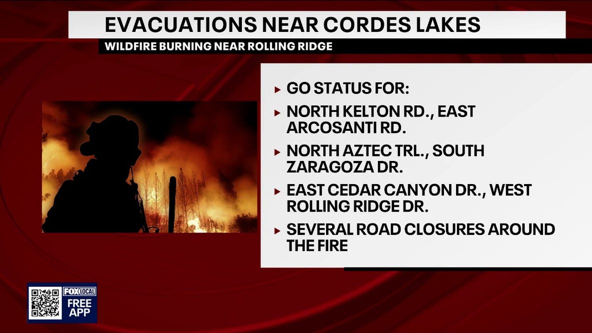 Rolling Ridge Fire: Evacuations in place for wildfire burning near Cordes Lakes