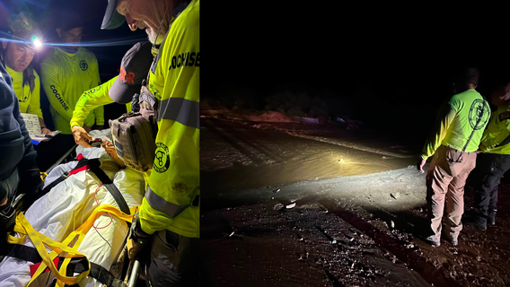 Treacherous monsoon muck traps ambulance as it rushes to rescue unconscious, elderly Arizona woman