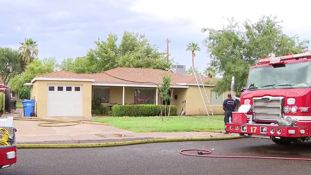 Phoenix home catches fire following storm activity