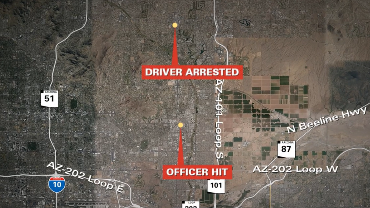 Scottsdale officer on police bicycle hit by wrong-way driver in Old Town