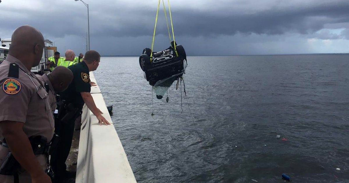 Vehicle flipped into Tampa Bay after crash on Howard Frankland Bridge ...