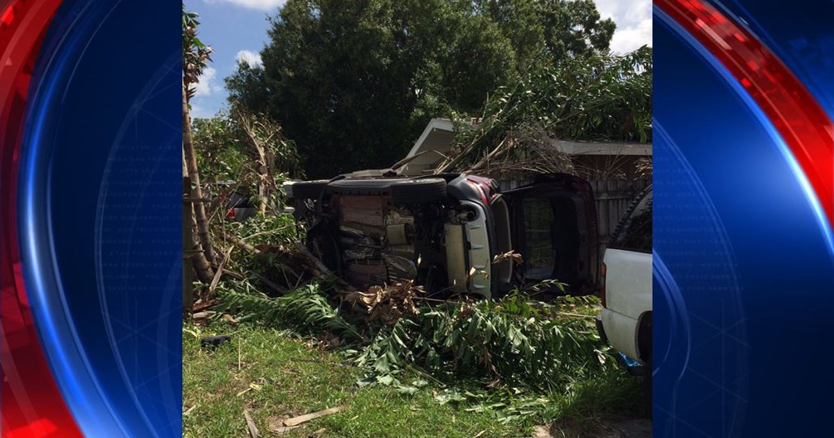 Driver cited after crashing into pole, car and yard | FOX 13 Tampa Bay